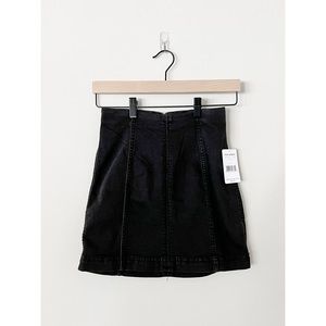 Free People Modern Femme Washed Black Denim Mini Skirt